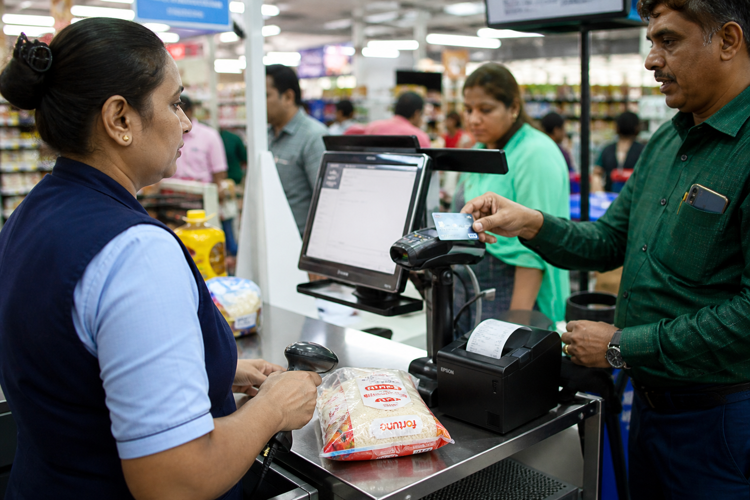 Contactless payment at a retail checkout counter