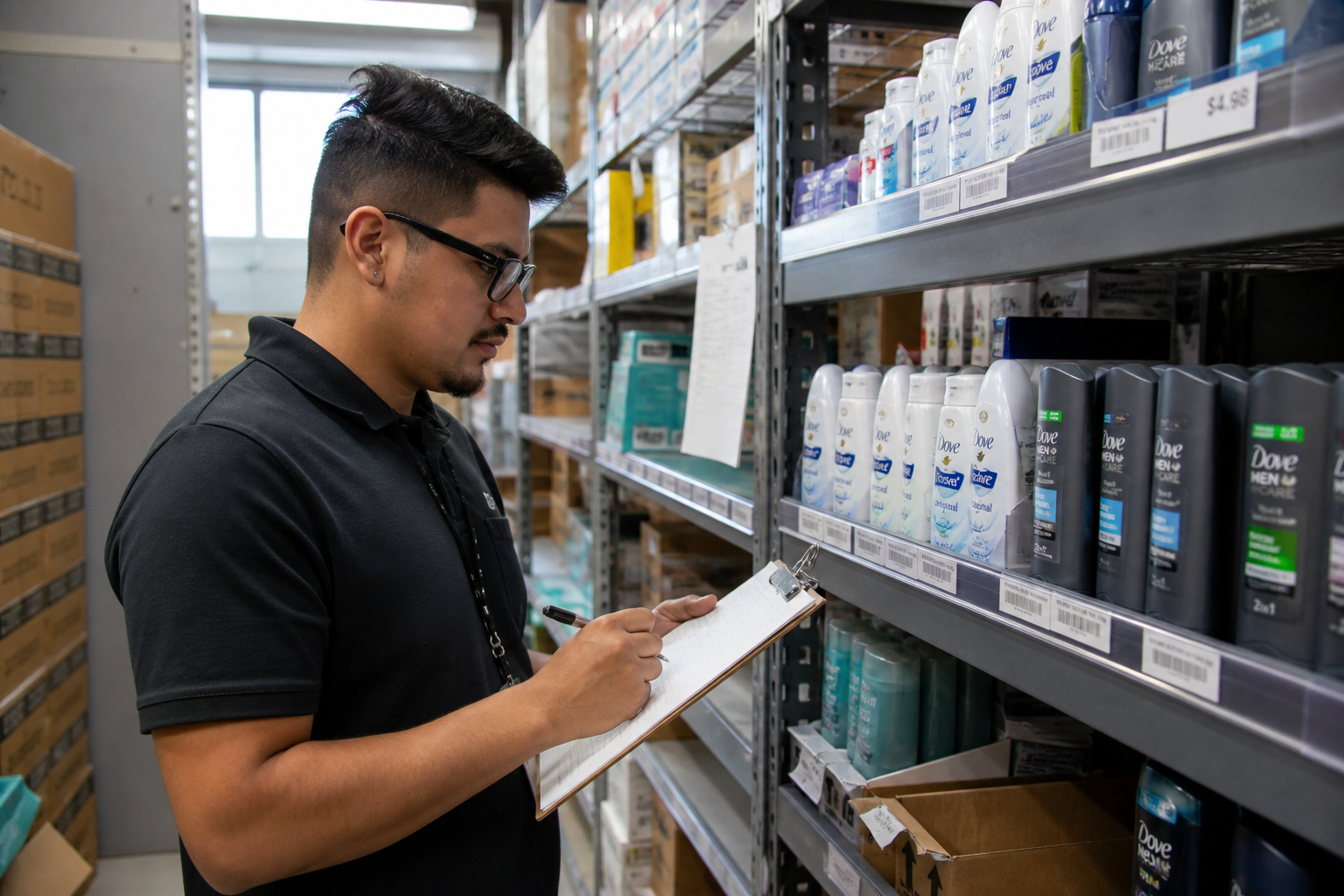 Grocery store shelves stocked with products