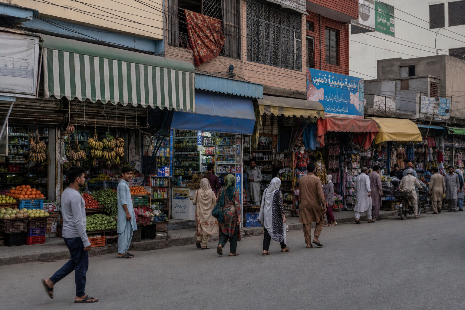 Row of retail storefronts on a city street